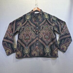 Vintage Flashback Paisley Tapestry Jacket Women's Unique Buttons Size Large